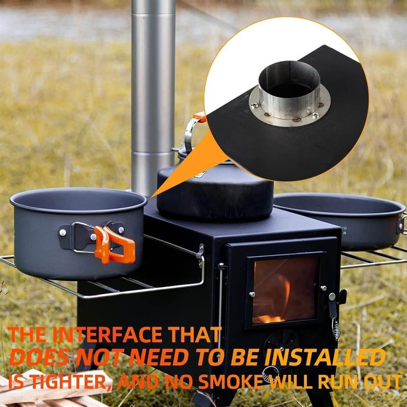Tent Wood Stove Small Wood Stove with 7 Stainless Chimney Pipes for Outdoor Heating & Cooking