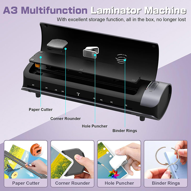 13 Inch Thermal Laminator Machine 11x17 Inch Laminator Personal Cold Hot Lamination Machine A3/A4/A5/A6 Laminating Machine for Home Office School Use