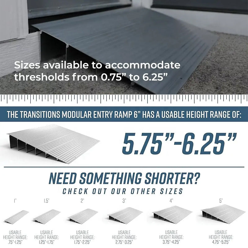 Modular Aluminum Entry Ramps/700Lbs Load Ramps For Doorways, Sliding Glass Doors, And Raised Landings