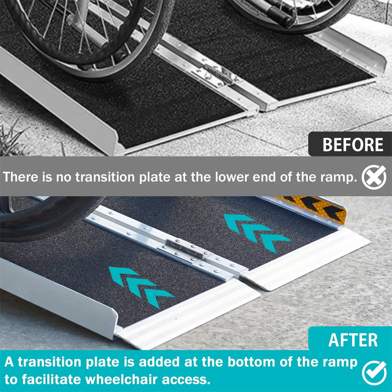 5Ft Aluminum Wheelchair Loading Ramp With An Applied Slip-Resistant Surface Portable Foldable For Disabled