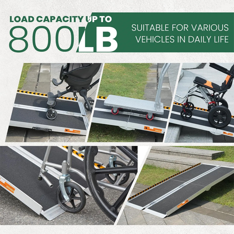 6Ft Wheelchair Ramp With An Applied Slip-Resistant Surface Portable Foldable Ramp For Disabled