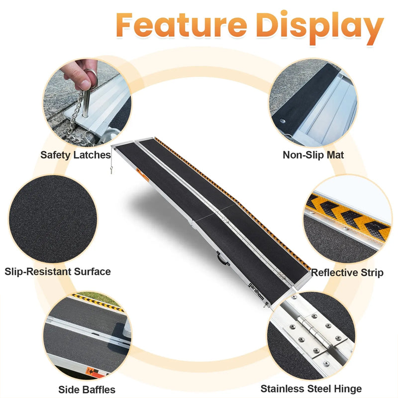 10Ft Wheelchair Loading Ramp Portable Aluminum Non-Skid Folding Handicap Ramp