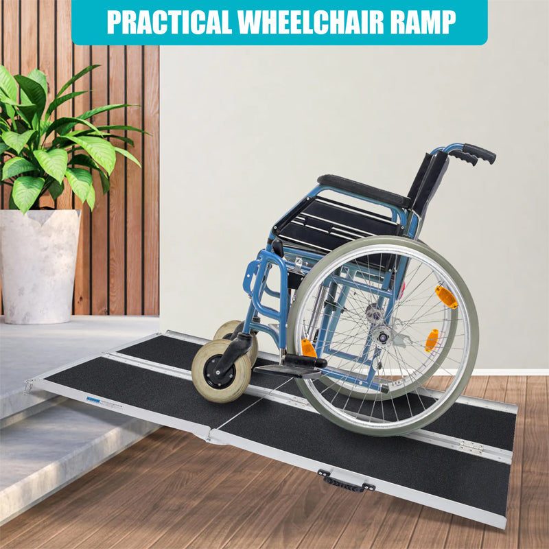 8Ft Handicap Ramp Non-Skid Wheelchair Ramp For Utility Mobility Access Portable Aluminum Foldable Ramp For Disabled
