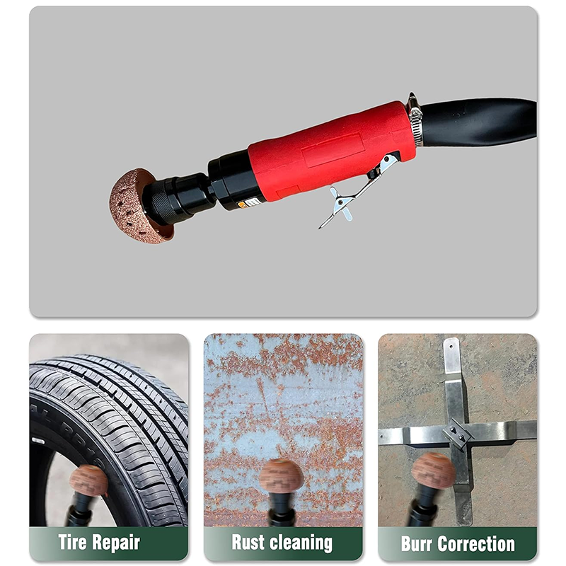 Tire Buffer Kit,2500rpm Low Speed Air Tire Buffing Machine Tire Repair Kit Polishing Cleaning Tool 35mm Pneumatic Automatic Buffing Wheel Machine Tire Repair Tool Rear Exhaust
