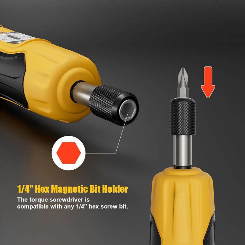 1/4”Torque Screwdriver 10-70 in-lbs Torque Wrench Screwdriver Set with 20 S2 Bits and Case for Tools