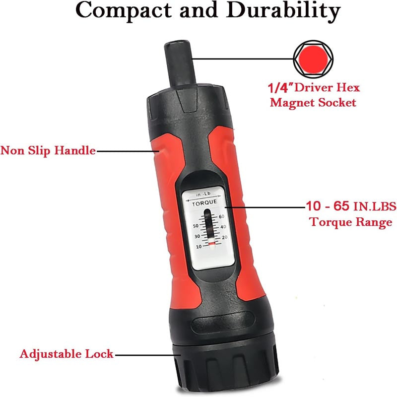 1/4" Drive Torque Screwdrivers 10-65 Inch Pounds Torque Screwdriver Set for Maintenance