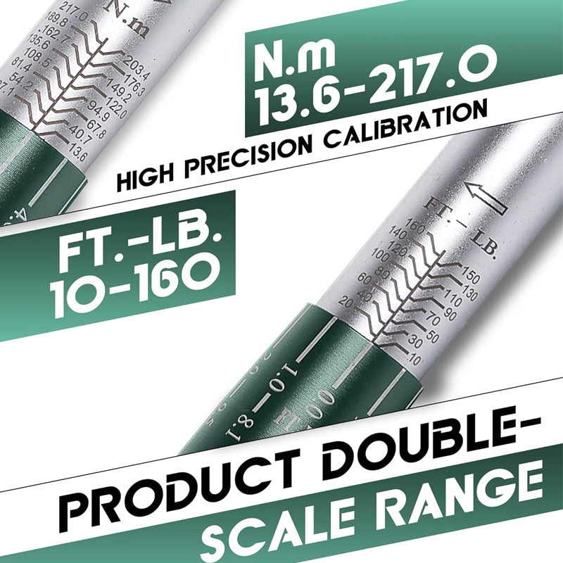 1/2-inch Drive Click Torque Wrench Dual-Direction Adjustable Torque Wrench Set 10-160ft .lb
