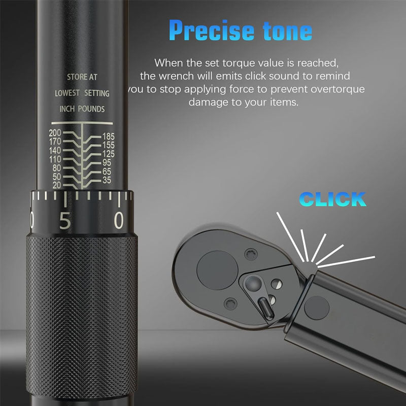 3/8-inch Drive 10-80 ft lb/13.6-108.5 N.m Black Dual-Direction Click Torque Wrench Dual-Direction Adjustable Torque Wrench Set