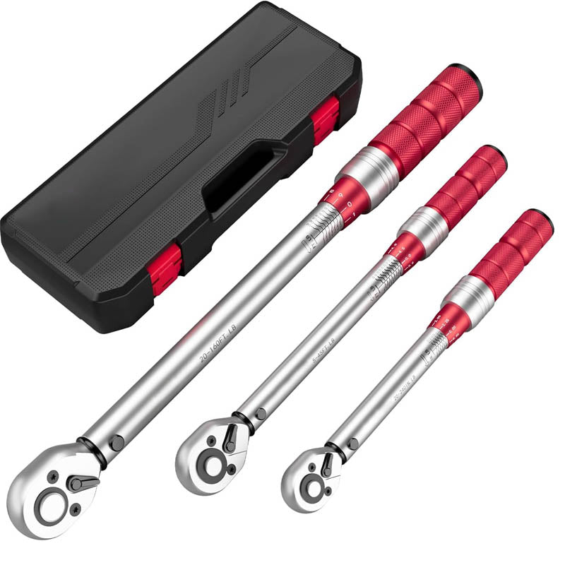 3Pcs Torque Wrench 1/4 3/8 1/2-inch Drive Click Torque Wrench Dual-Direction Adjustable 72-Tooth Torque Wrench