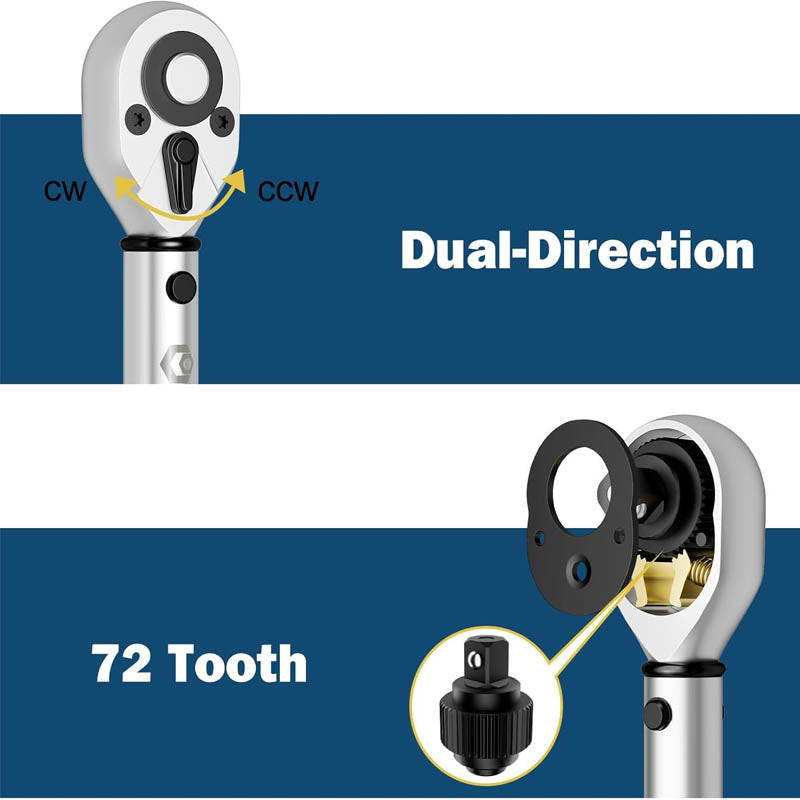 3Pcs Torque Wrench 1/4 3/8 1/2-inch Drive Click Torque Wrench Dual-Direction Adjustable 72-Tooth Torque Wrench
