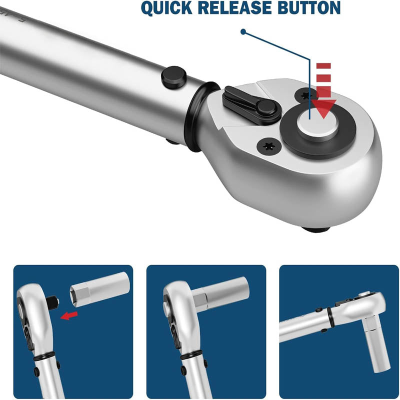 3Pcs Torque Wrench 1/4 3/8 1/2-inch Drive Click Torque Wrench Dual-Direction Adjustable 72-Tooth Torque Wrench