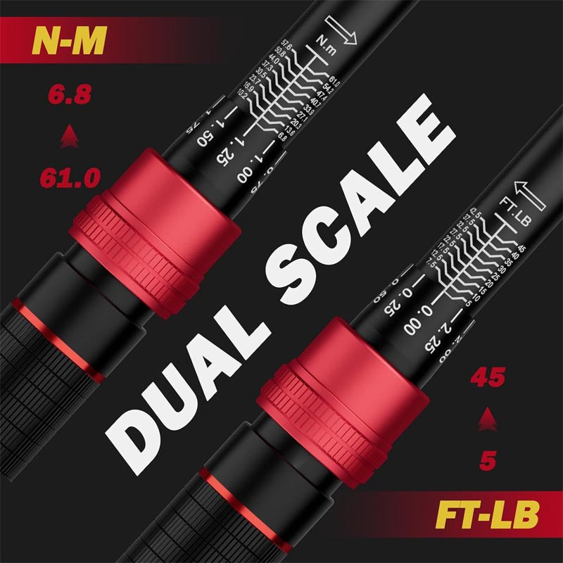 3/8-Inch Torque Wrench 5-45 Ft-Lb/6.8-61Nm ±3% Accuracy a quick-release button Dual-Direction 72 Tooth