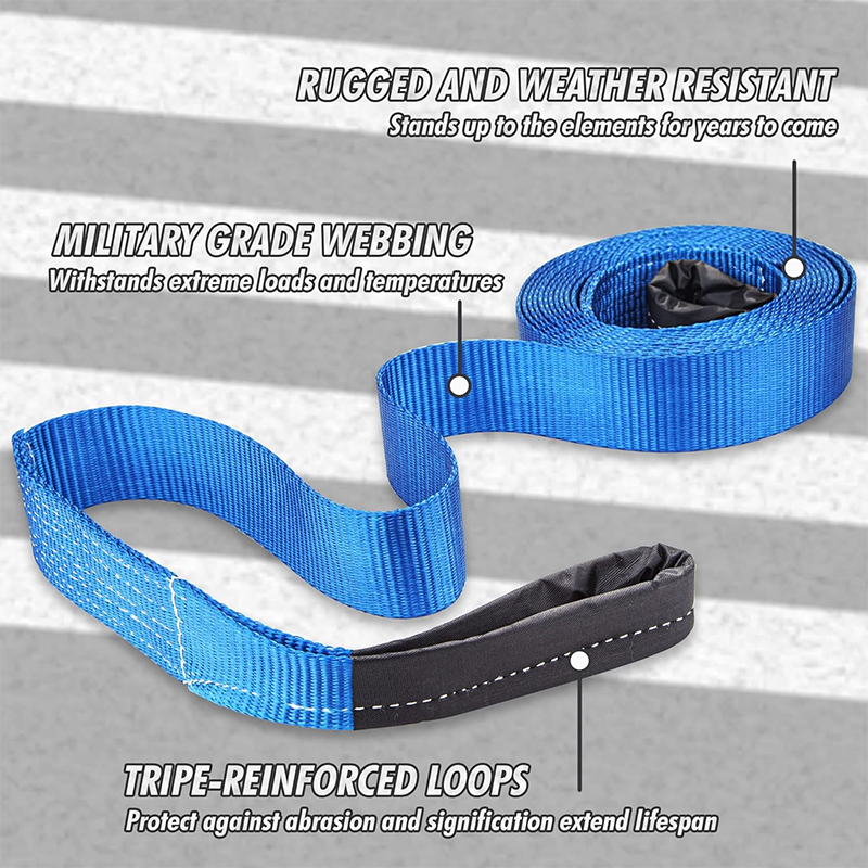 Tow Strap 2" x 20' Tow Belt Heavy Duty 10,000Lbs Tow Strap Off Road Towing Rope with Reinforced Loops for Recovery Vehicles