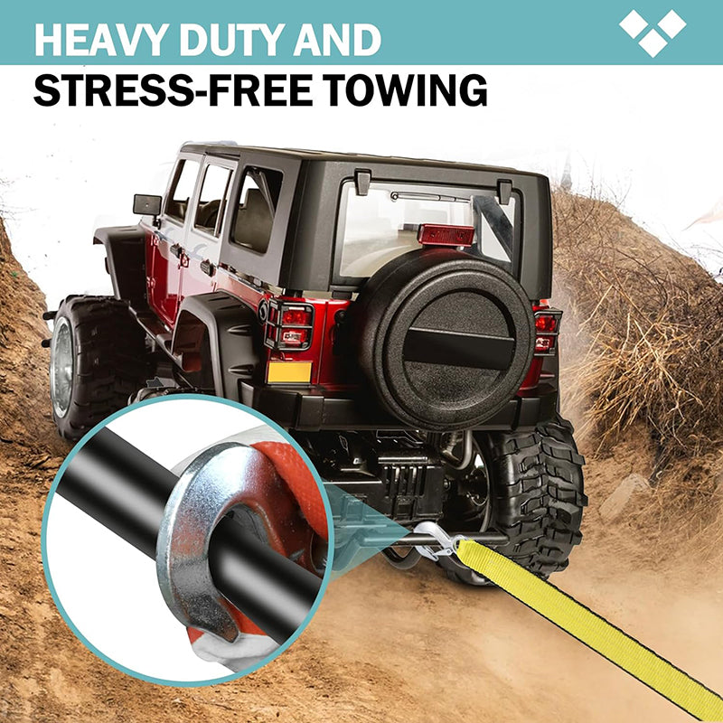 Heavy Duty Tow Straps with Hooks 2”x20’ 15,000 LBS Metal Safety Hooks Woven Polyester Webbing for Trailers and Farm Cleaning