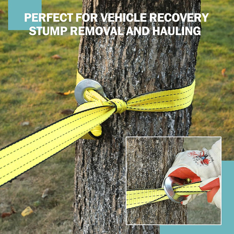 Heavy Duty Tow Straps with Hooks 2”x20’ 15,000 LBS Metal Safety Hooks Woven Polyester Webbing for Trailers and Farm Cleaning