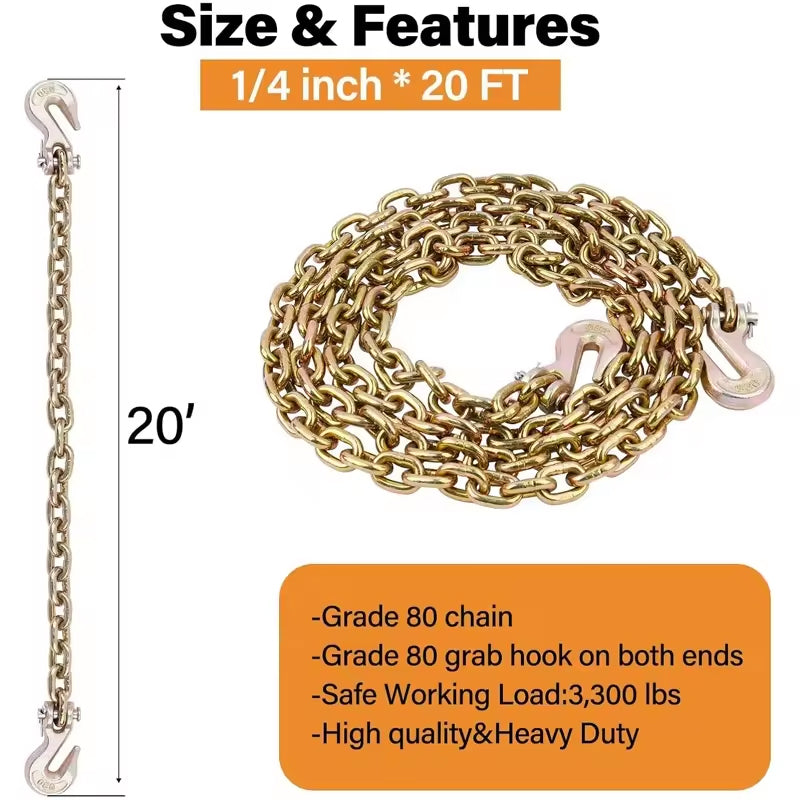 Wholesale Price 1/4" G80 Galvanized Gimbal Drag Industrial Cable Truck Tow Chain