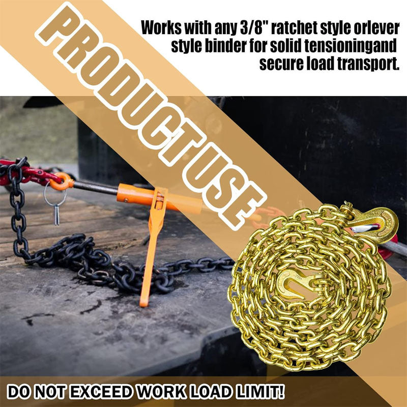 5/16 Inch x 10 Foot Tow Chain Transport Binder Chain Tow Chain with Clevis Grab Hooks 4,900 lbs for Transporting Towing