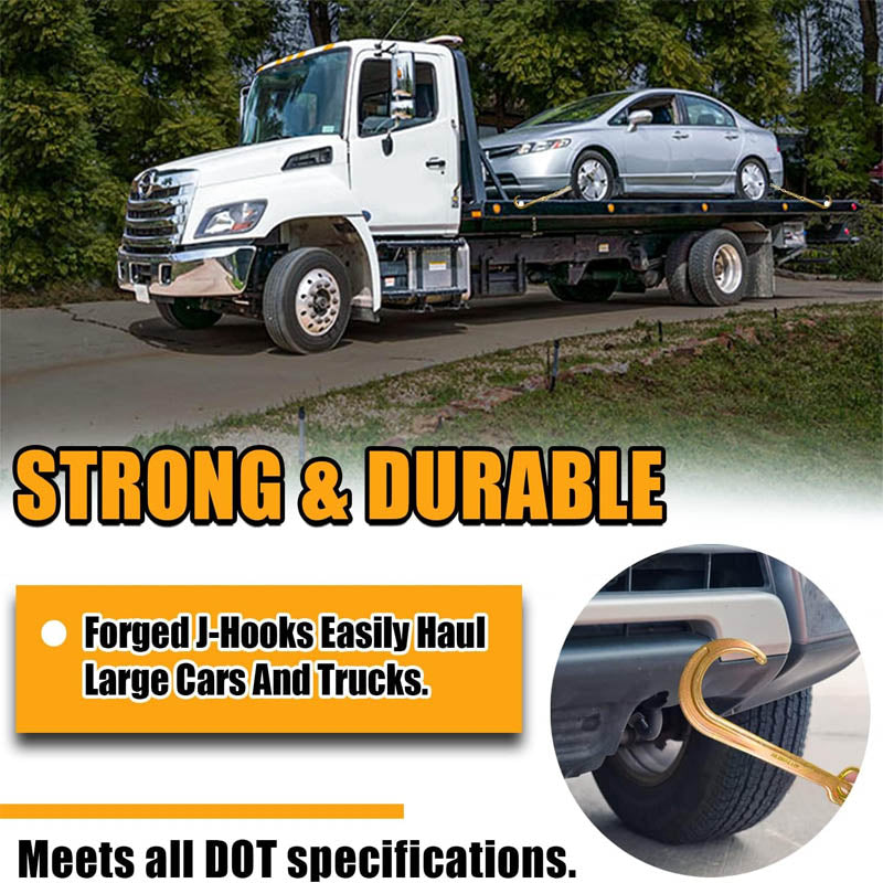 Tow Chain 3/8In x 2Ft Towing Chain Bridle with J Hooks and Grab Hooks Grade 80 Chain V-Bridle