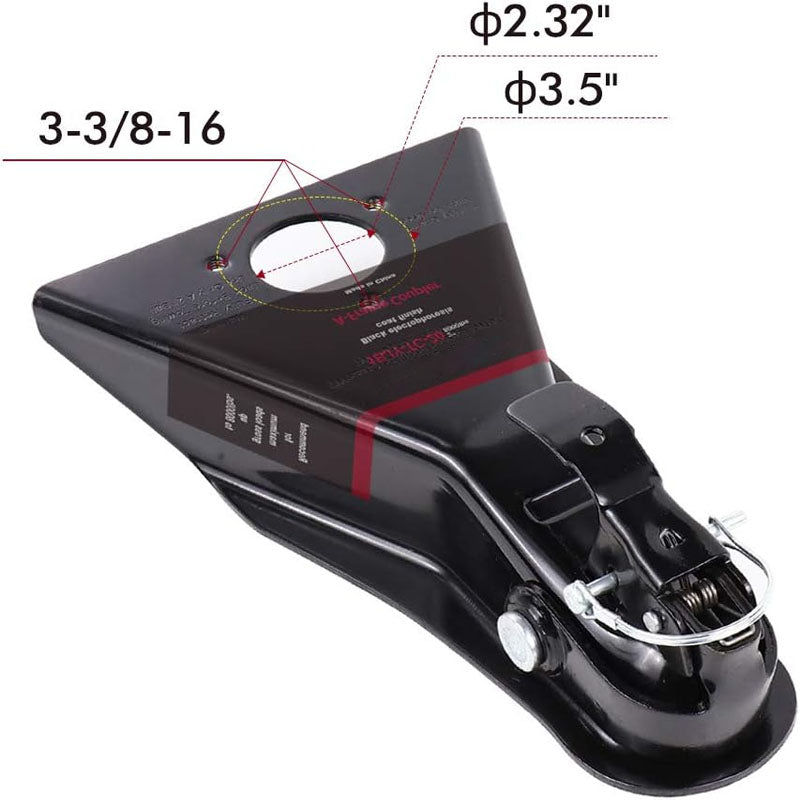 2" 8000lbs A-Frame Trailer Coupler for 2-Inch Hitch Ball Size for Towing Station Wagons Pickup Trucks SUVs Campers