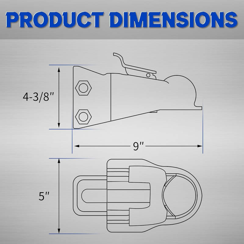 Towing Couplers Adjustable 2-5/16" Hitch Ball 15000 lbs Capacity Heavy Duty Cast Channel-Mount Coupler