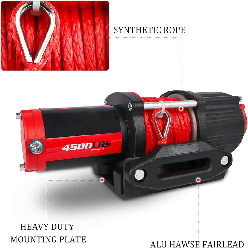 4500 lbs Towing Winches 12V Electric Winch Kits with Fairlead Wireless Remotes and Mounting Bracket ATV/UTV Winch