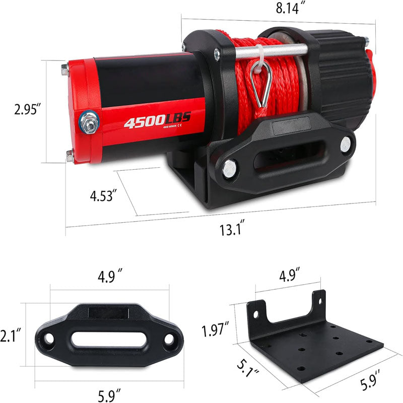 4500 lbs Towing Winches 12V Electric Winch Kits with Fairlead Wireless Remotes and Mounting Bracket ATV/UTV Winch