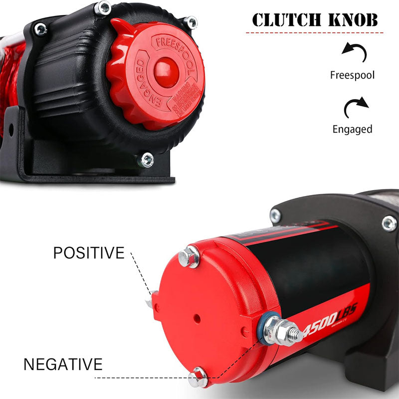 4500 lbs Towing Winches 12V Electric Winch Kits with Fairlead Wireless Remotes and Mounting Bracket ATV/UTV Winch