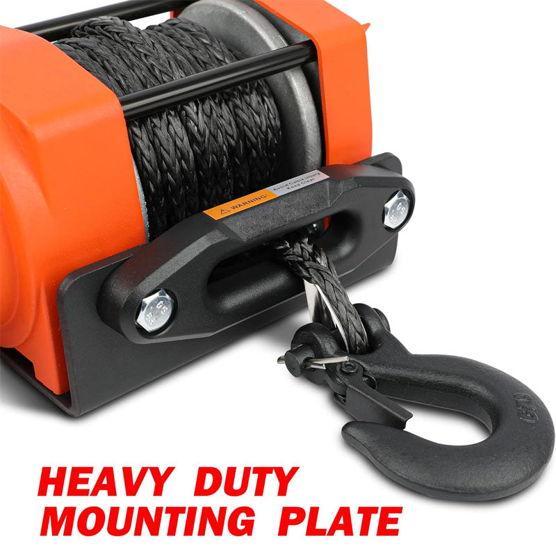 3500LBS Towing Winches 12V Synthetic Rope Electric Winch for Towing ATV/UTV Off Road with Mounting Bracket Wireless Remote
