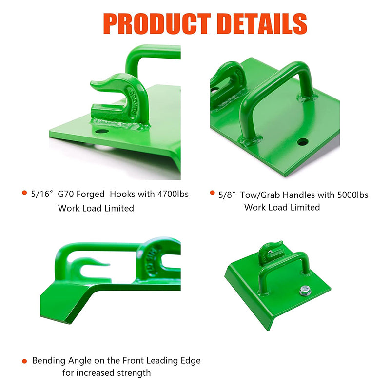 Tractor Bucket Hooks Bolt Grade Tow Grab Handles 1.5“ Tow Hook Bolts with 60° Curved Edge for John Deere Bucket 2 PCS