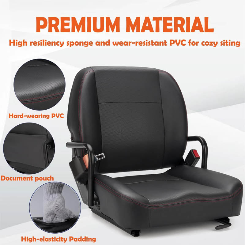 Tractor Seat Universal Forklift Seat, With Adjustable Angle Back, Micro Switch and Seatbelt