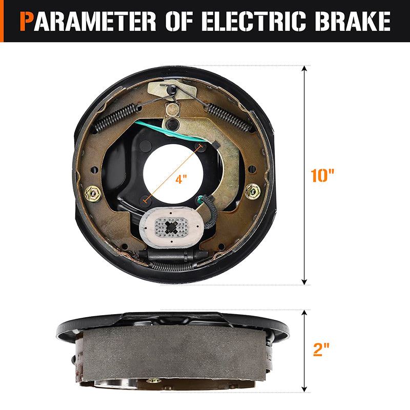Left and Right 4Pcs 10" x 2-1/4" Electric Trailer Brake Assemblies for 3,500lbs