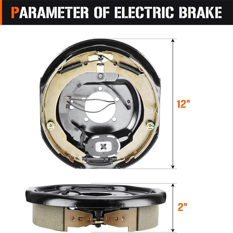 4Pcs 12" x 2" Trailer Electric Brake for 5,200lbs 6,000lbs 7,000lbs Braking System Part Replacement 2 Right + 2 Left
