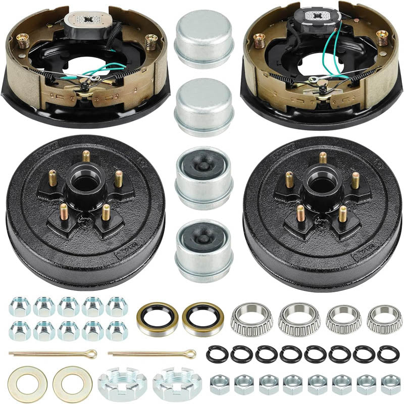Trailer Electric Brake 5 on 4.5" Bolt Circle Drum Kits with 10" x 2.25" Left and Right Self for 3500 lbs Axle