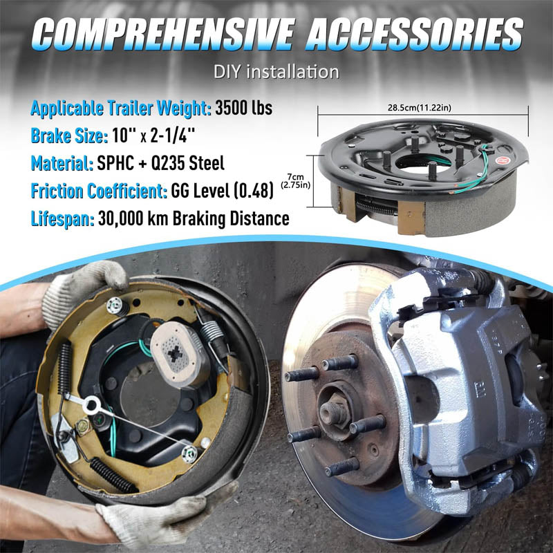 Trailer Electric Brake with 2 right and 2 left brakes Axles size 7000 pounds 21003 10" X 2-1/4" 4 brakes