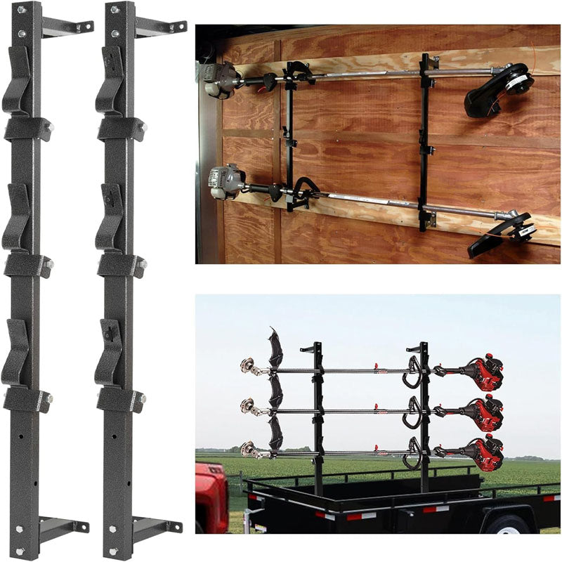 Trailer Racks 3 Place Weeder Trimmer Rack for Walls Enclosed Trailers and Open Trailers with Locks Black Steel