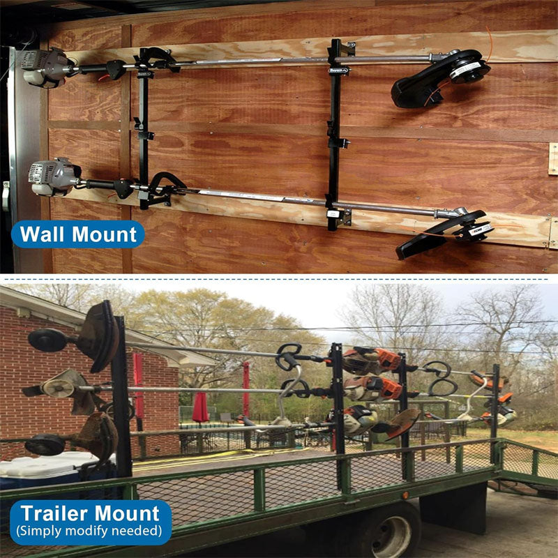 Trailer Racks 3 Place Weeder Trimmer Rack for Walls Enclosed Trailers and Open Trailers with Locks Black Steel