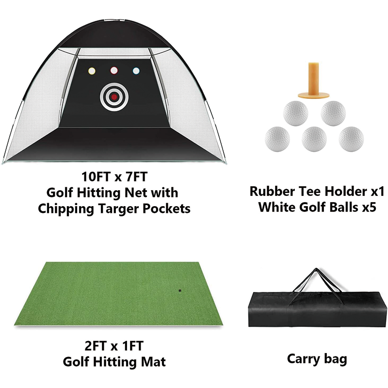 Golf Net, 10x7ft Indoor Outdoor Home Golf Swing Training with Target and Carry Bag, for Men, Golf Lovers, Backyard Driving Chipping