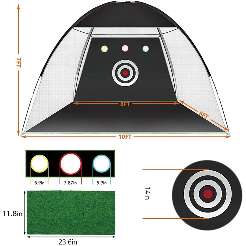 Golf Net, 10x7ft Indoor Outdoor Home Golf Swing Training with Target and Carry Bag, for Men, Golf Lovers, Backyard Driving Chipping