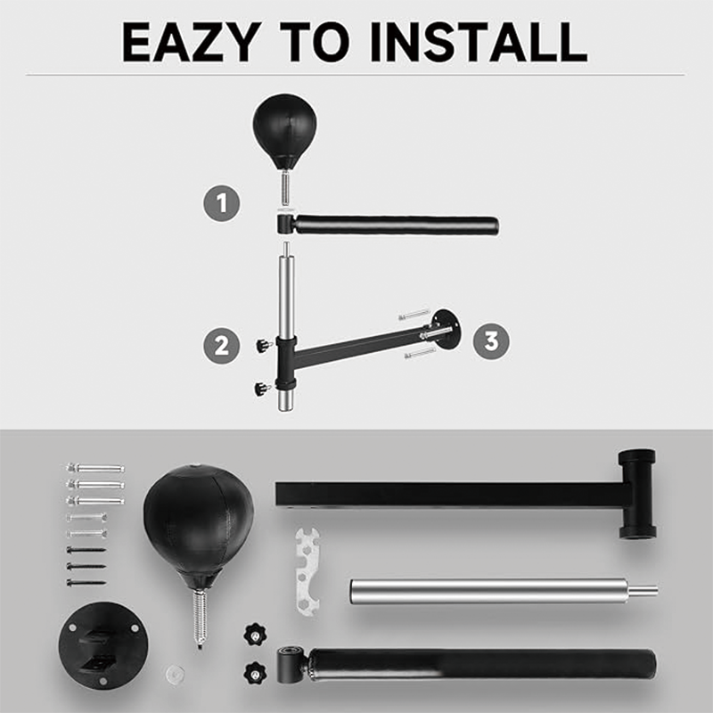 Wall Mount Boxing Spinning Bar, Spinning Bar with Punching Ball, Adjustable Boxing Speed Trainer,Training Equipment with Punching Bag for Boxing Training, Kickboxing, MMA, Fitness