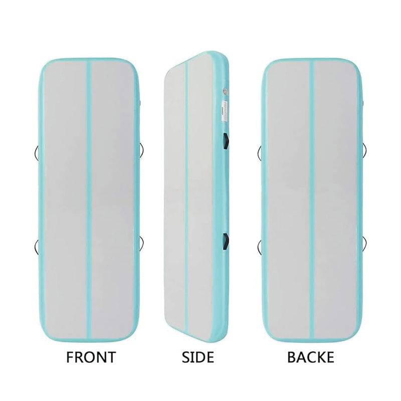 Inflatable Gymnastics Mat, 4 inch Thickness Inflatable Gymnastics Tumbling Mat, Tumble Track with Electric Pump,Training Mats for Home Use/Gym/Yoga/Cheerleading/Beach/Park/Water, 10 ft, Mint Green