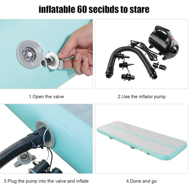 Inflatable Gymnastics Mat, 4 inch Thickness Inflatable Gymnastics Tumbling Mat, Tumble Track with Electric Pump,Training Mats for Home Use/Gym/Yoga/Cheerleading/Beach/Park/Water, 10 ft, Mint Green