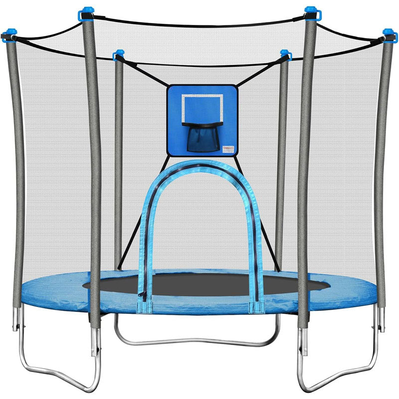 6FT Trampoline for Kids 72in Trampoline for Kids with Basketball Hoop for Ourdoor and Indoor W-Shaped Leg for More Stable