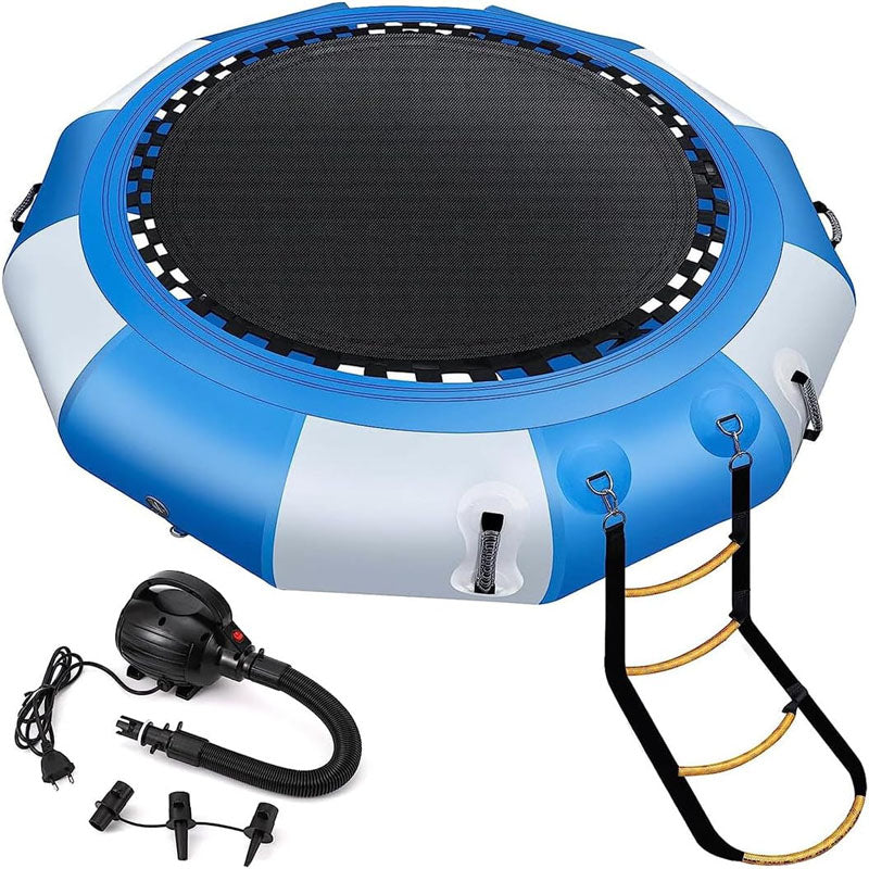 6.5ft Trampolines Inflatable Water Bouncer Recreational Water Bouncer Floating Trampoline with 4-Step Rope Ladder