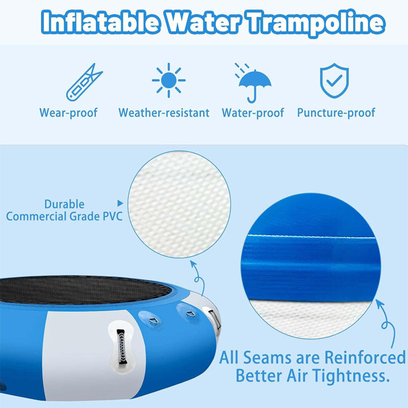 6.5ft Trampolines Inflatable Water Bouncer Recreational Water Bouncer Floating Trampoline with 4-Step Rope Ladder