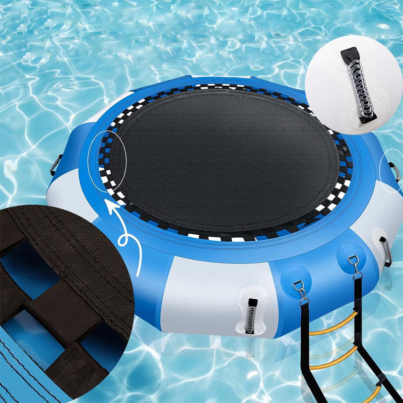 6.5ft Trampolines Inflatable Water Bouncer Recreational Water Bouncer Floating Trampoline with 4-Step Rope Ladder