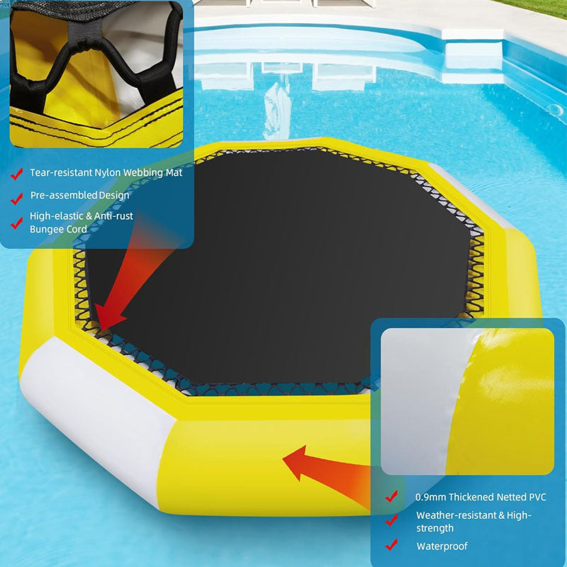 12FT Trampolines Inflatable Water Trampoline with 4-Step Ladder & Electric Air Pump for Pool Lake Calm Sea