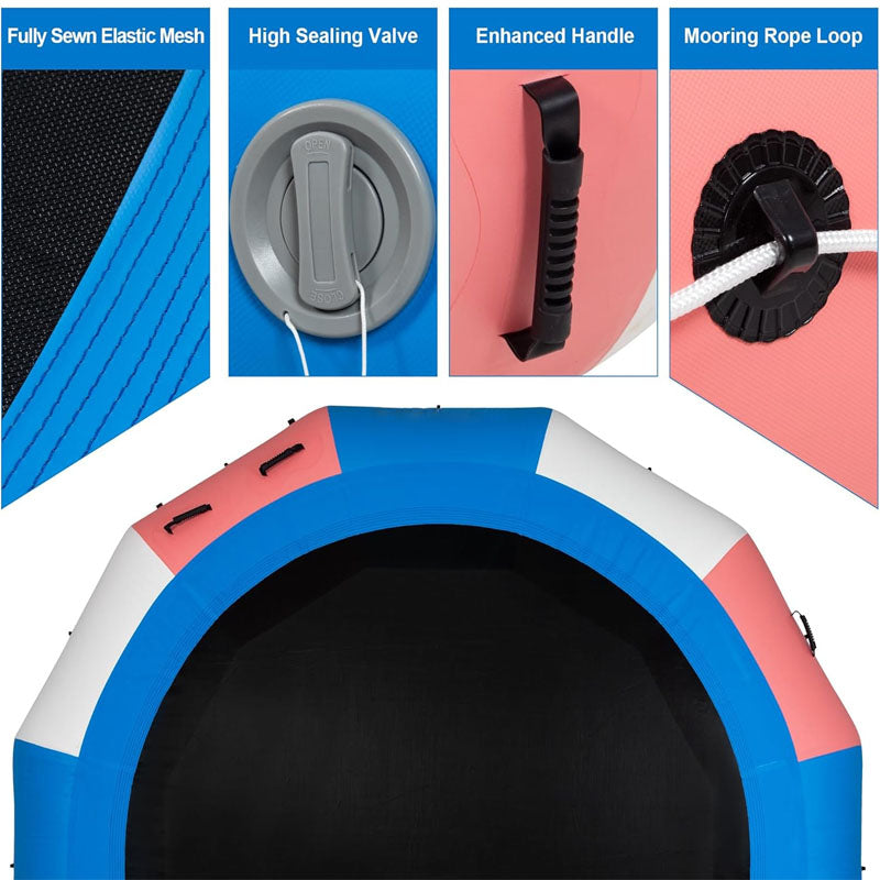 10FT Trampoline Round Inflatable Water Bouncer with 4-Step Ladder Electric Pump and Rope Ladder