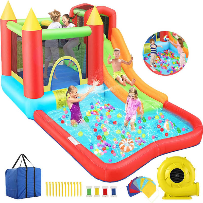 Outdoor High Quality Playhouse Trampoline Inflatable Bounce House with Slide for Kid Ages 3–8 Years
