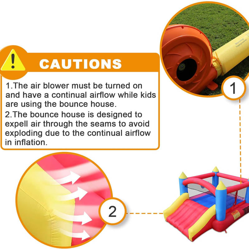 Inflatable Bounce House Inflatable Bouncer with Air Blower Family Backyard Bouncy Castle dea for Kids