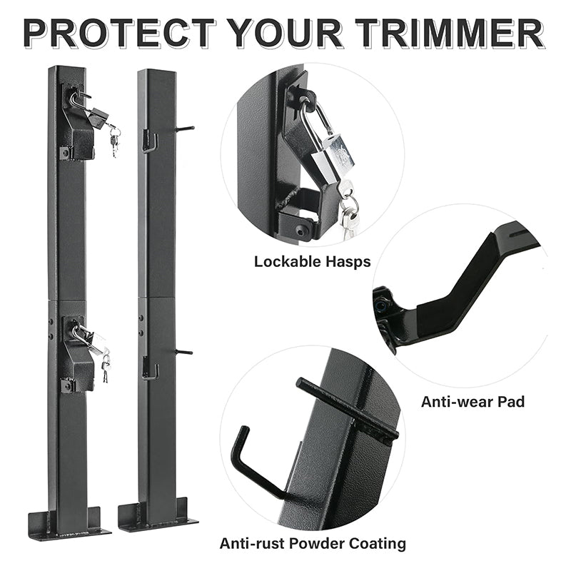 Trimmer Racks Weedeater Rack Lockable Weed Eater Racks for Open Trailer Truck Holder Lawn Equipment Accessories with 2 Locks